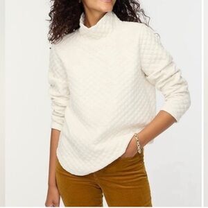 J.Crew Ivory Quilted Mockneck Long Sleeve Pullover Size XXL